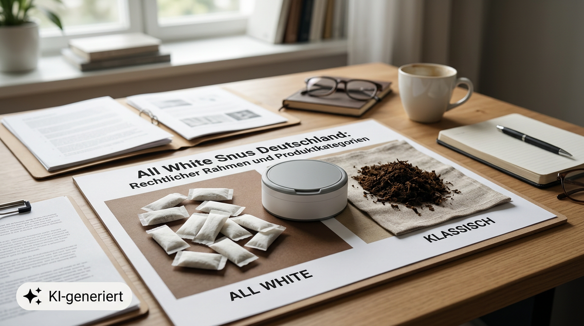 KI-generiertes Bild: All White Snus Deutschland: Rechtlicher Rahmen und Produktkategorien